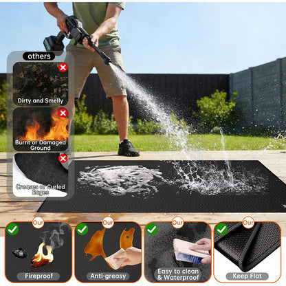 ENGPOW 60"x60" Fireproof Under Grill Mat: 2000°F Deck & Lawn Protector