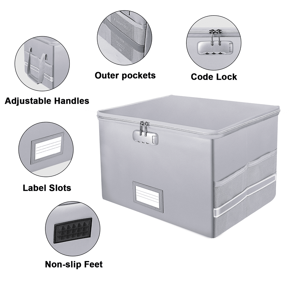 Fireproof File Box with Lock Anti Static Document Storage Organizer