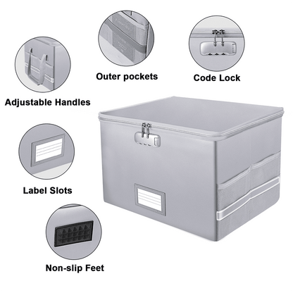 Fireproof File Box with Lock Anti Static Document Storage Organizer