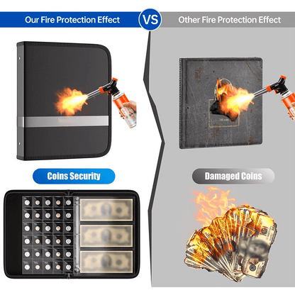 Fireproof Coin Collection Album Paper Money Holder Currency Binder
