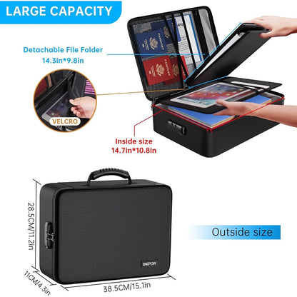 ENGPOW 5200°F Fireproof Document Organizer Bag with Lock: 13 Rainbow Pockets