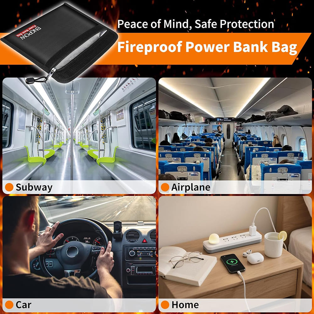 ENGPOW Fireproof Power Bank Bag: Explosion-Proof Electronic Case (10.6"x6.7")