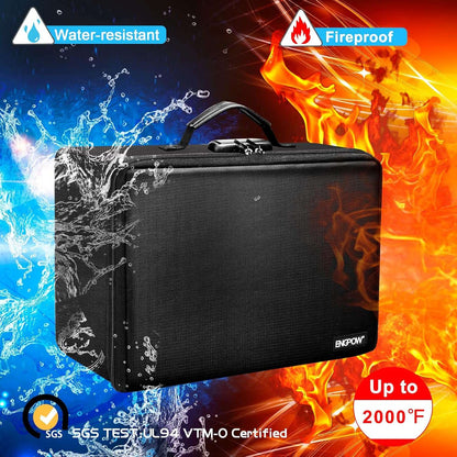 ENGPOW Fireproof Photo Storage Box with Lock,Photo Box Organizer with Divider＆Mesh Bag,Collapsible Portable Photo Storage Containers with Handle for Photos, Picture,Scrapbook,Art,Craft(Box Only)