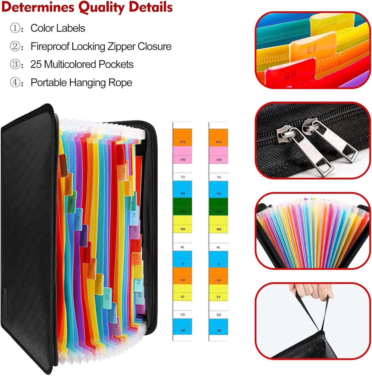 ENGPOW 25-Pocket Color Expandable Folder