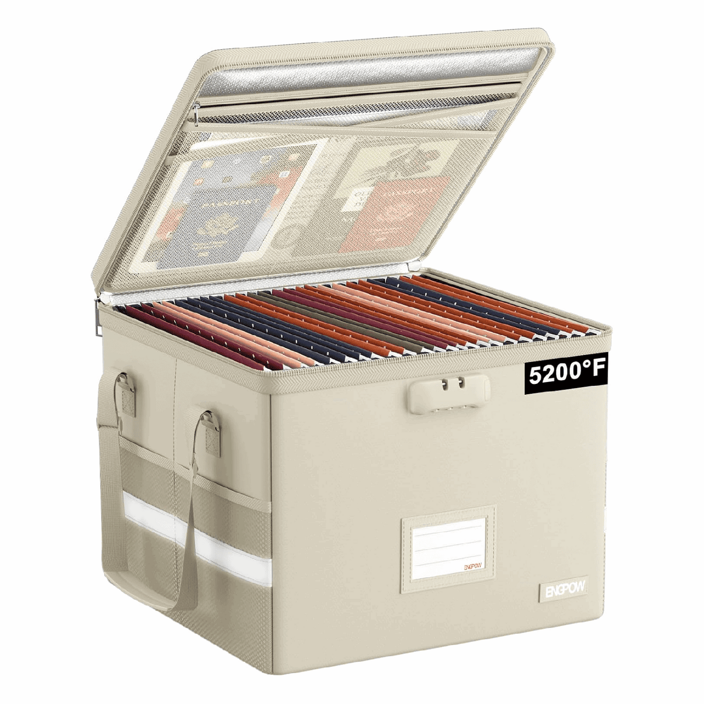 ENGPOW Fireproof & Water‑Resistant Collapsible Document Box with Lock