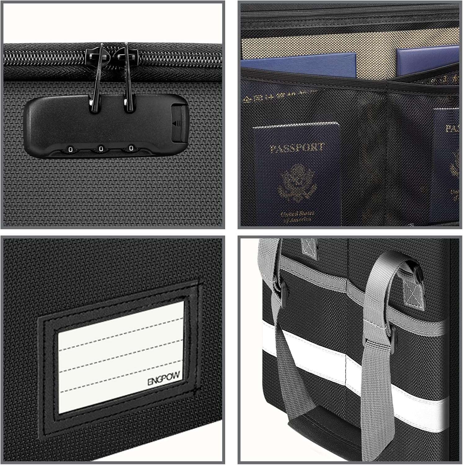 ENGPOW File Box with Lock, Fireproof Document Box with Inserts,Collapsible File Storage Organizer Box Filing Box with Handle,Portable Home Office Safe Box for Hanging Letter/Legal Folder,2 Pack