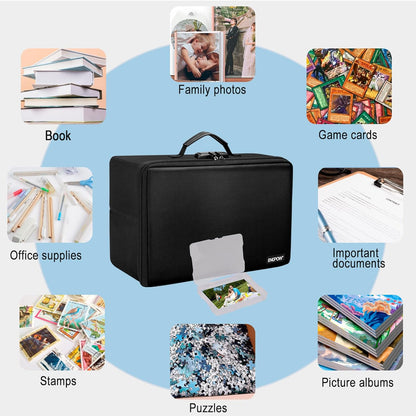 ENGPOW Fireproof Photo Storage Box 5" x 7" Photo Case(Clear),16 Inner Photo Keeper Photo Box Organizer with Lock,Collapsible Portable Photo Storage Container with Handle for Photos,Picture,Valuables