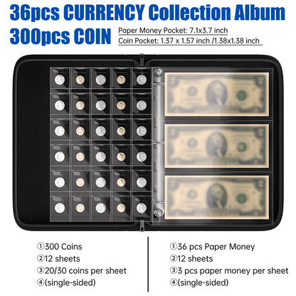 Fireproof Coin Collection Album Paper Money Holder Currency Binder