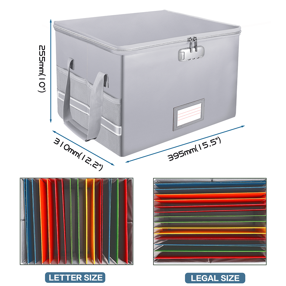 Fireproof File Box with Lock Anti Static Document Storage Organizer