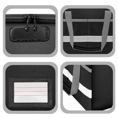 Fireproof File Storage Box Organizer Collapsible Document Safe Case