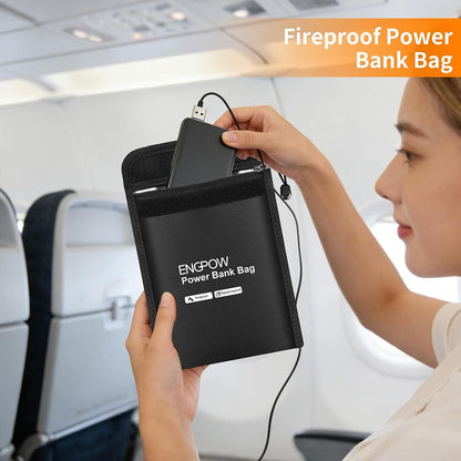 ENGPOW Fireproof Power Bank Bag: Explosion-Proof Electronic Case (9"x7")