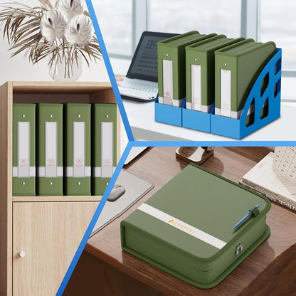 ENGPOW Fireproof Document Binder – Green 3-Ring Zipper File Organizer