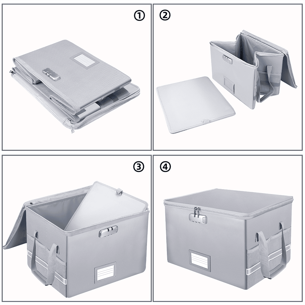 Fireproof File Box with Lock Anti Static Document Storage Organizer
