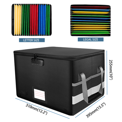 Fireproof File Storage Box Organizer Collapsible Document Safe Case