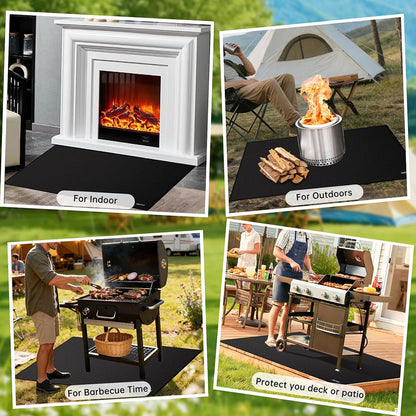 ENGPOW 68"x48" Fireproof Under Grill Mat: 2000°F Deck & Lawn Protector