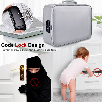 Fireproof Document Bag with Lock Money Safe Pouch Home Office Travel