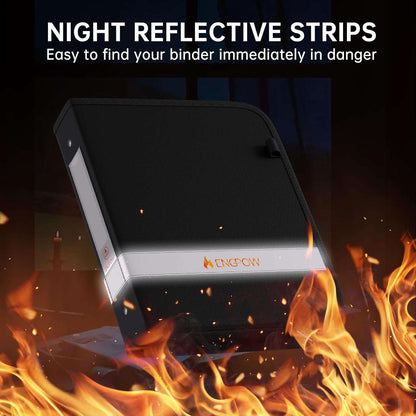 ENGPOW Fireproof & Dust-Proof 3-Ring Binder with Zipper & Reflective Strip