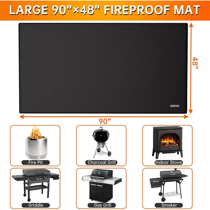 ENGPOW 90"x48" Fireproof Under Grill Mat: 2000°F Deck & Lawn Protector