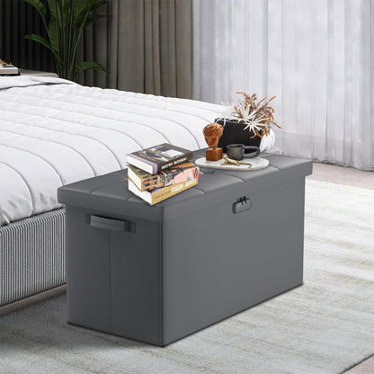 Pink Fireproof Storage Ottoman Bench Folding Bench with Lock