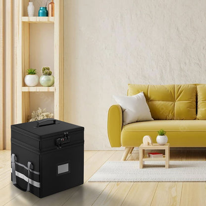 Fireproof File Box Portable Double Layer Waterproof Storage Case Lock