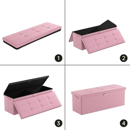 ENGPOW Fireproof Storage Bench with Lock – Folding Fireproof Footstool & Chest for Documents & Valuables, Pink
