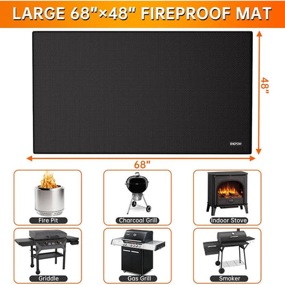 ENGPOW 68"x48" Fireproof Under Grill Mat: 2000°F Deck & Lawn Protector