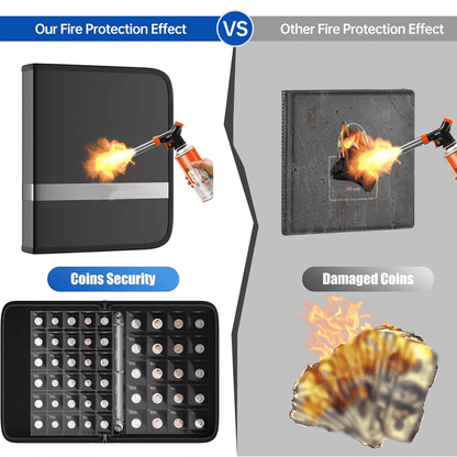 Fireproof Coin Collection Book Waterproof Album Binder Holder Box