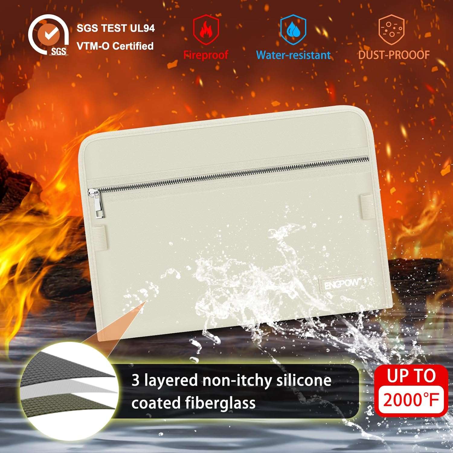 ENGPOW Accordion File Organizer Beige