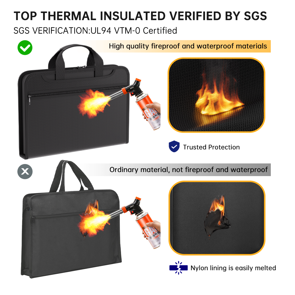 Flame retardant portable accordion folder