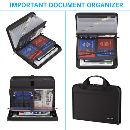 ENGPOW Accordion File Organizer, Fire Resistant Expanding File Folder with Multi Pockets, 13 Pocket File Organizer with Handles and Labels, Portable Home Travel Safe Storage for Letter A4 Files and More