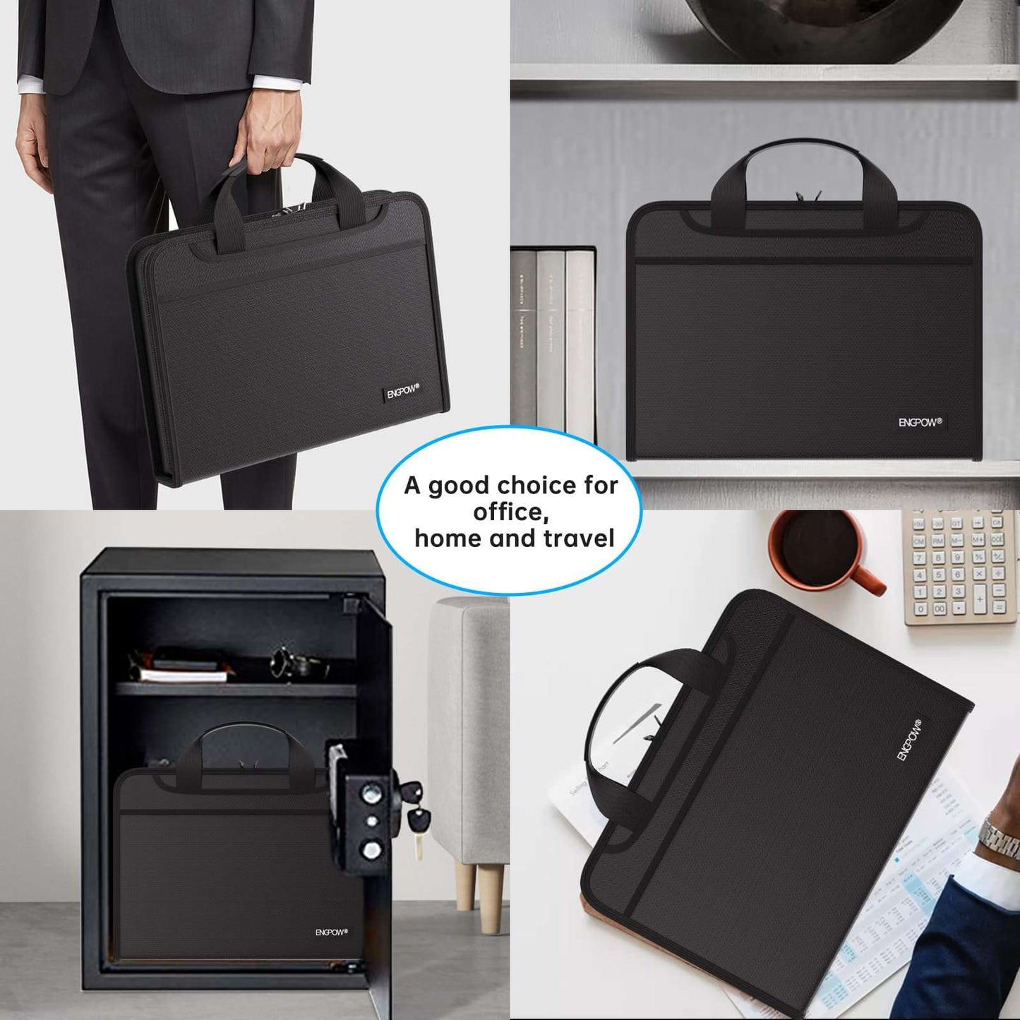 ENGPOW Accordion File Organizer, Fire Resistant Expanding File Folder with Multi Pockets, 13 Pocket File Organizer with Handles and Labels, Portable Home Travel Safe Storage for Letter A4 Files and More