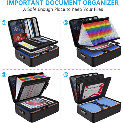 ENGPOW 5200°F Fireproof Document Box with Lock: 25 Colorful File Organizer