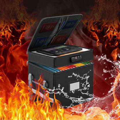 Fireproof portable double-layer waterproof file box with lock reflective strip