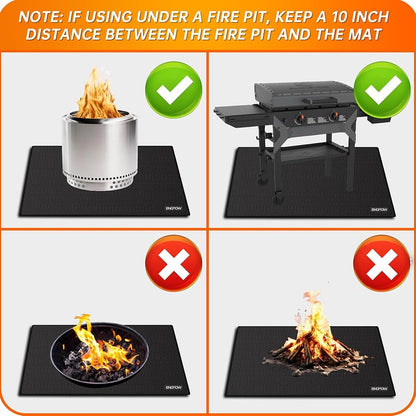 ENGPOW 60"x60" Fireproof Under Grill Mat: 2000°F Deck & Lawn Protector