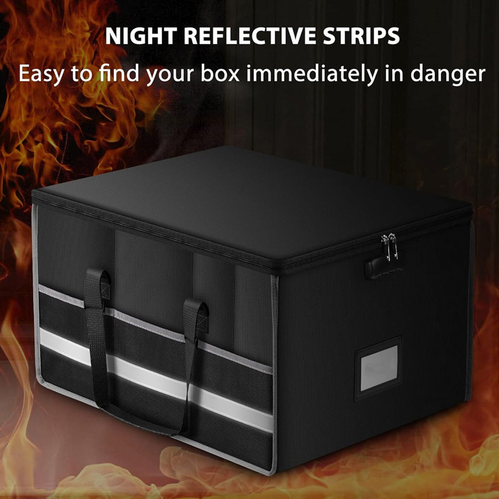 Fireproof File Storage Box Black Widened Version