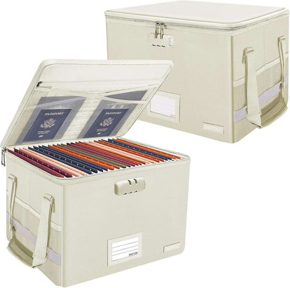 ENGPOW File Box with LockFireproof Document Box with Pockets