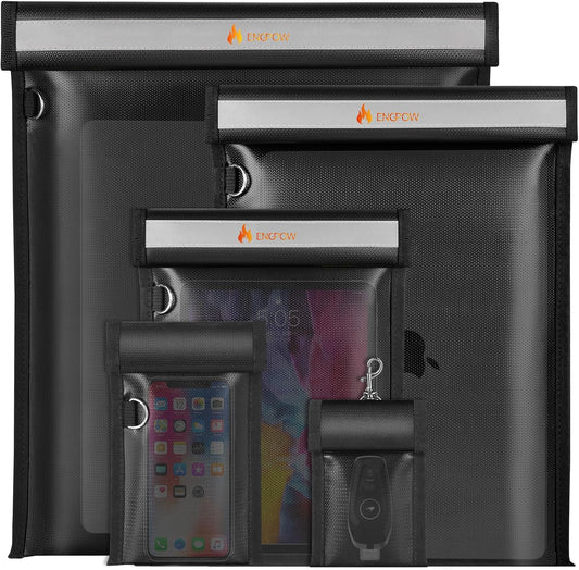 ENGPOW Fireproof & Waterproof Faraday Signal Blocking Pouch Set (4‑Pack)