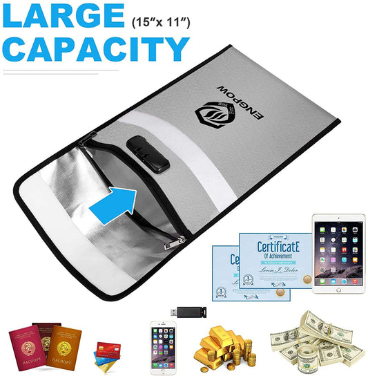 ENGPOW Fireproof Document Bag with Lock (2200℉)