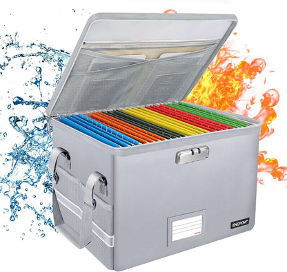 ENGPOW File Box with LockFireproof Document Box with Pockets