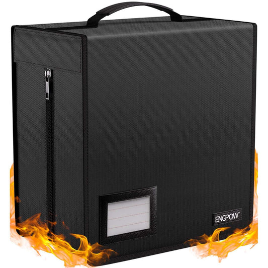 ENGPOW Fire Resistant CD Case, CD/DVD Storage Case, 400 Capacity CD Binder DVD Storage Case with Zipper, Portable Large Card Media Wallet Case Organizer for Home Office Travel Car, Black