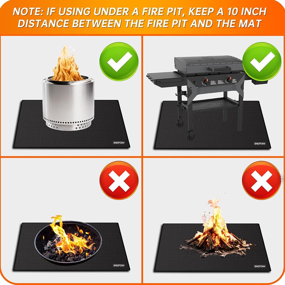 ENGPOW 90"x48" Fireproof Under Grill Mat: 2000°F Deck & Lawn Protector