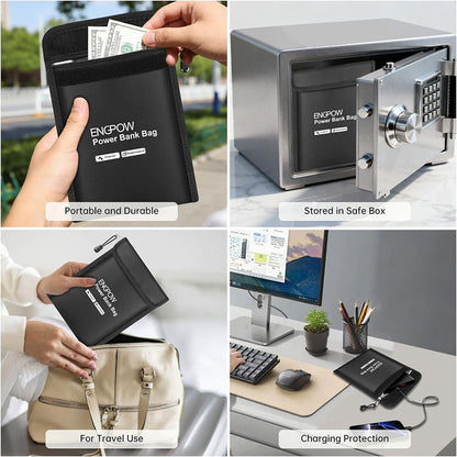 ENGPOW Fireproof Power Bank Bag: Explosion-Proof Electronic Case (9"x7")