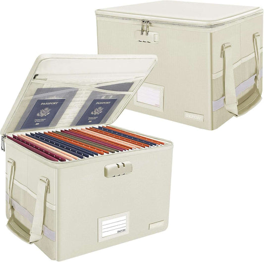 ENGPOW File Box with LockFireproof Document Box with Pockets