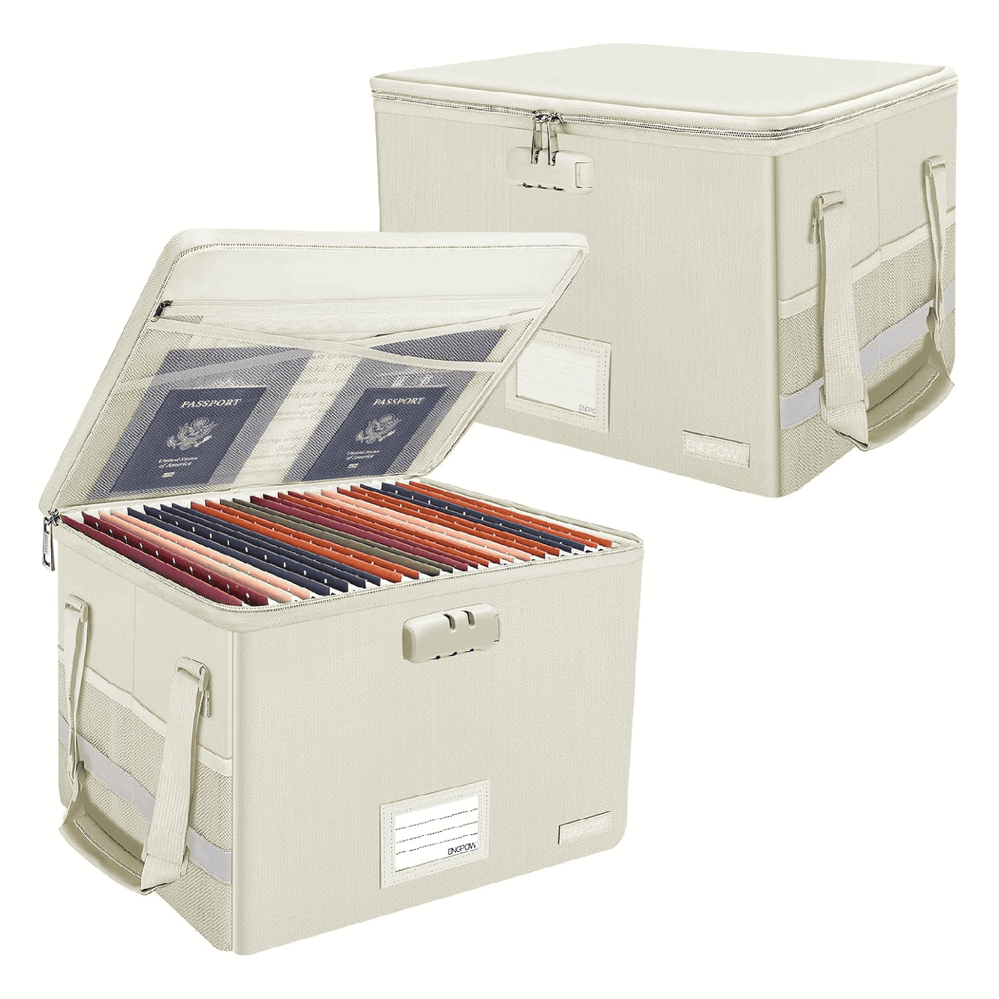 ENGPOW Fireproof & Water‑Resistant Collapsible Document Box with Lock