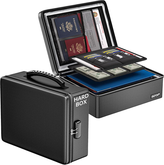 ENGPOW fireproof document box with lock and fireproof zipper