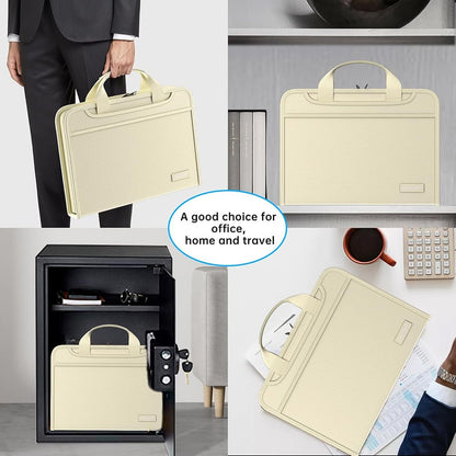 ENGPOW 2200°F Fireproof Accordion File Organizer with Handle: 13 Pockets (Beige)