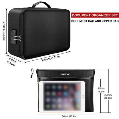 ENGPOW 600°F Fireproof Document Bag with Lock, Upgraded Insulated Fireproof and Waterproof Box 8-Layer Document Storage Bag, Portable Home Travel Safe Storage of Important Documents, Documents, Laptops