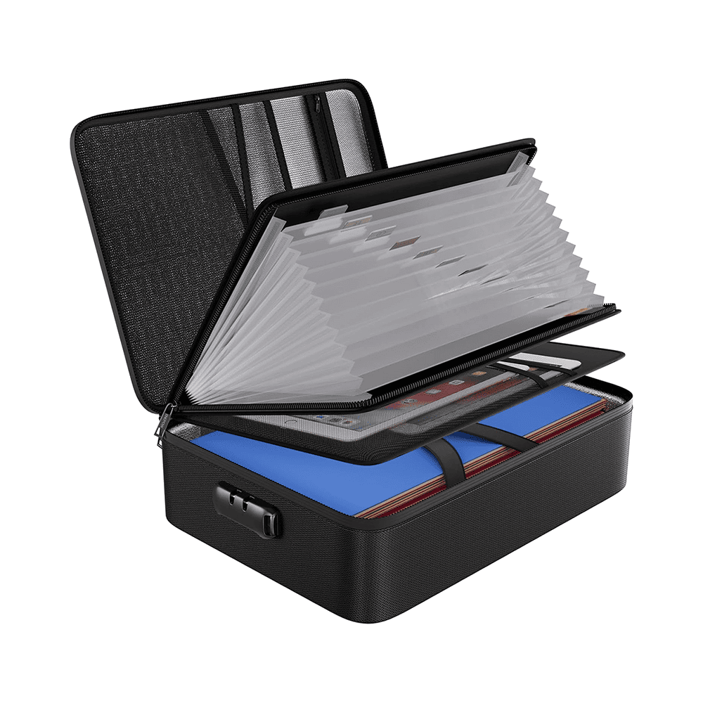 ENGPOW Fireproof File Organizer Bag with Lock: 13-Pocket Document Safe Box