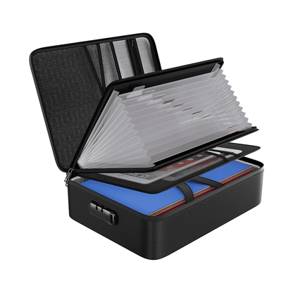 ENGPOW Fireproof File Organizer Bag with Lock: 13-Pocket Document Safe Box