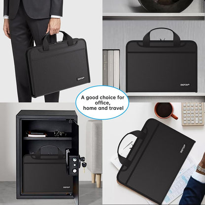 ENGPOW 2200°F Fireproof Accordion File Organizer with Handle: 13 Pockets (Black)